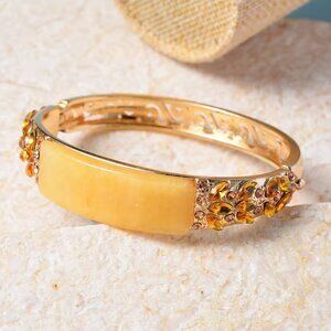 New Yellow Aventurine, Champagne Glass & Austrian Crystal Bangle